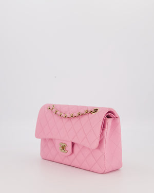 Chanel 23P Bubblegum Pink Classic Small Double Flap Bag in Caviar Leather with Gold Hardware