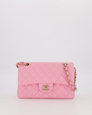 Chanel 23P Bubblegum Pink Classic Small Double Flap Bag in Caviar Leather with Gold Hardware