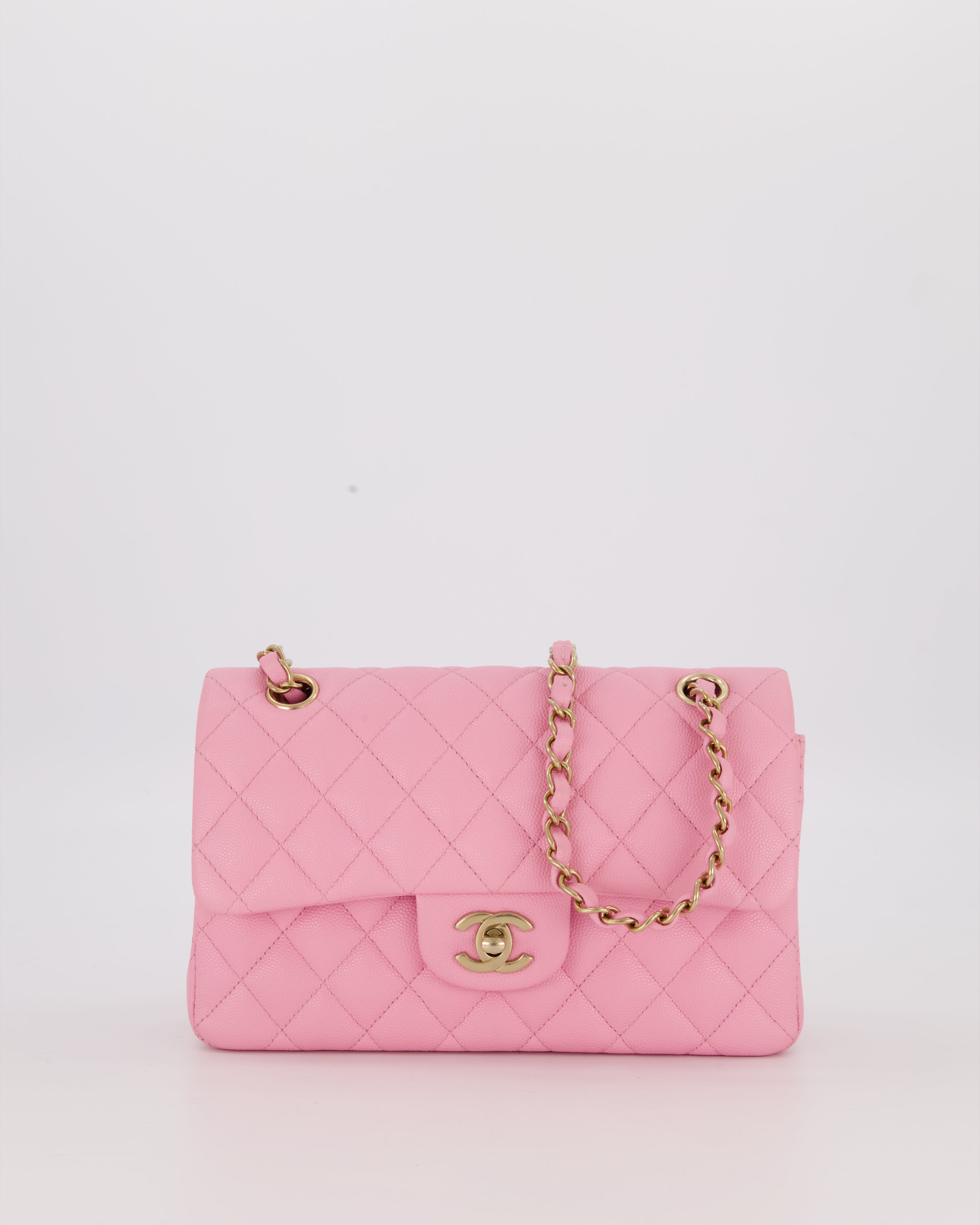Chanel 23P Bubblegum Pink Classic Small Double Flap Bag in Caviar