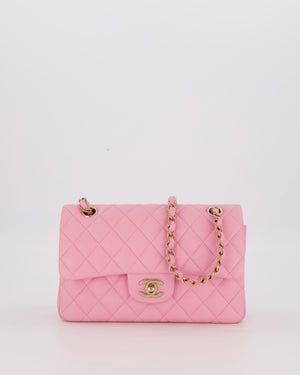 Chanel 23P Bubblegum Pink Classic Small Double Flap Bag in Caviar Leather with Gold Hardware