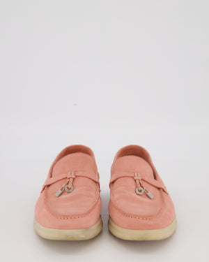 Loro Piana Pink Suede Summer Charms Walk Loafers Size EU 37