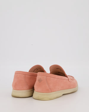 Loro Piana Pink Suede Summer Charms Walk Loafers Size EU 37