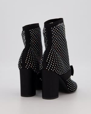 Chanel Resille Strass Black Mary Jane Boots With Embellished Mesh EU 37