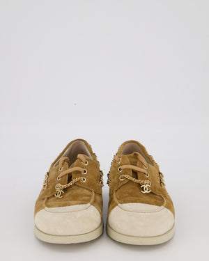 Chanel Chain Two Tone Design Detail Loafers Size EU 37