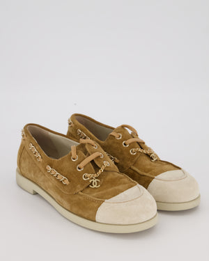 Chanel Chain Two Tone Design Detail Loafers Size EU 37