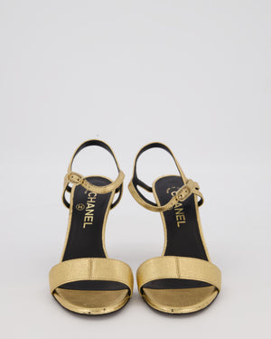 Chanel 22/A Gold Strappy Heeled Sandals EU 37.5C