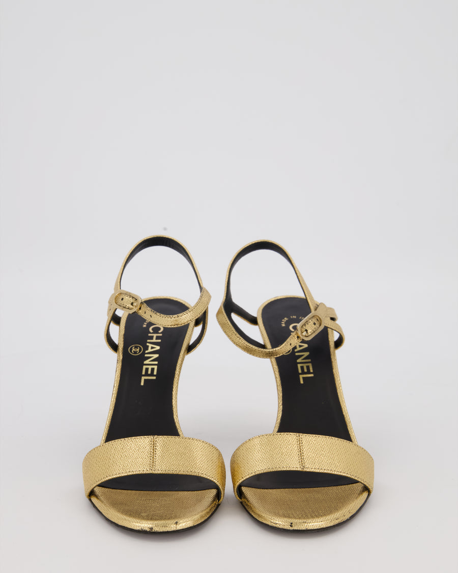 Chanel 22/A Gold Strappy Heeled Sandals EU 37.5C