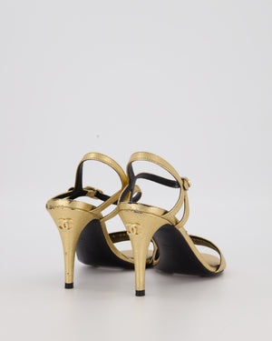 Chanel 22/A Gold Strappy Heeled Sandals EU 37.5C