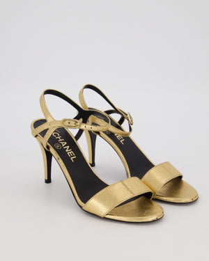 Chanel 22/A Gold Strappy Heeled Sandals EU 37.5C