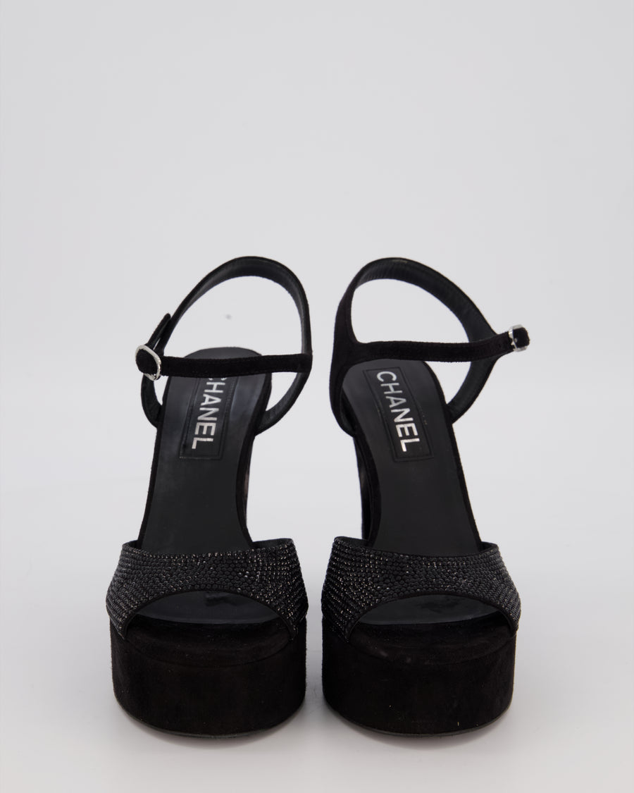 Chanel Platform Sandal With Crystal Embellishment Detail EU 37.5