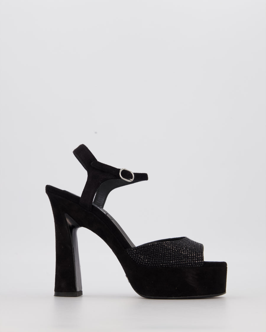 Chanel Platform Sandal With Crystal Embellishment Detail EU 37.5