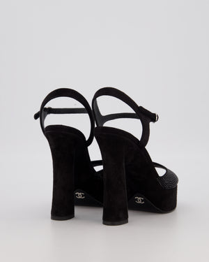 Chanel Platform Sandal With Crystal Embellishment Detail EU 37.5