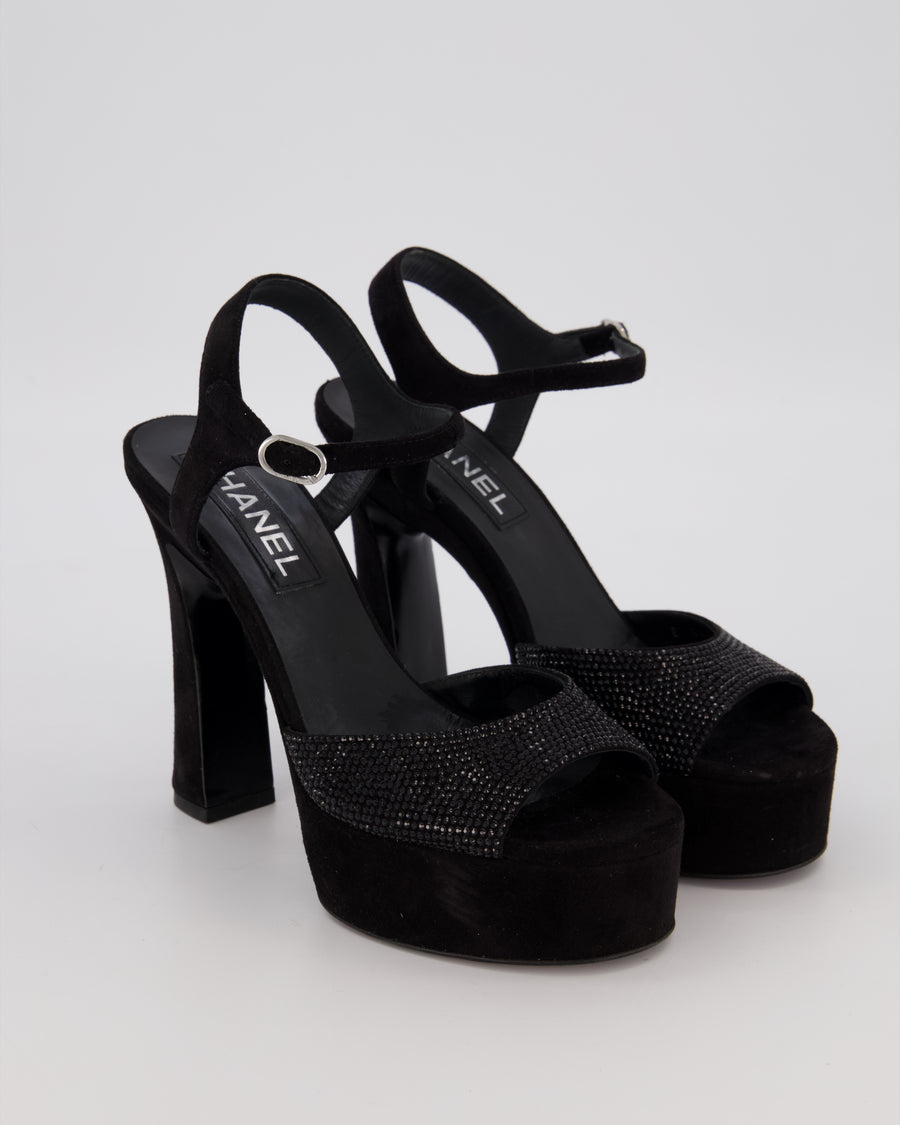 Chanel Platform Sandal With Crystal Embellishment Detail EU 37.5