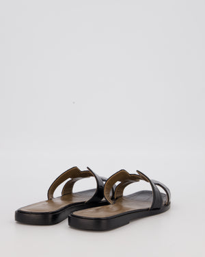Hermès Oran Sandals in Noir Shiny Mississippiensis Alligator Size EU 38
