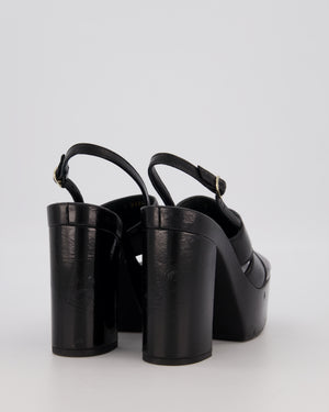 Chanel Platform Wedge Heel In Black With CC Logo Detail EU 38