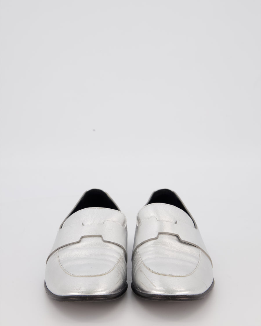 Hermès Hitch Loafers in Argent Swift Leather Size EU 37.5