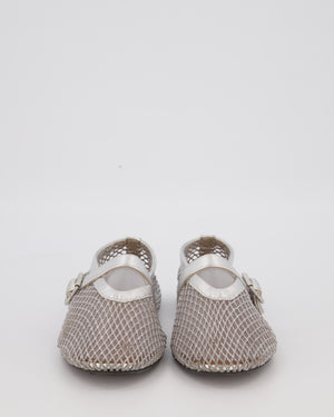 Alaia Silver Mesh Flat Ballet Shoes Size EU 37