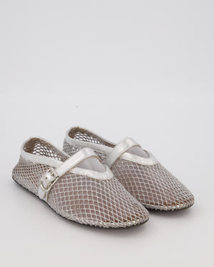 Alaia Silver Mesh Flat Ballet Shoes Size EU 37
