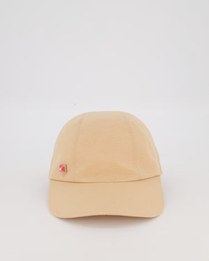Hermès Beige Cotton Cap with Pink Medor Detail Size 56