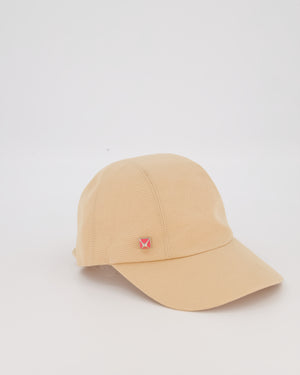 Hermès Beige Cotton Cap with Pink Medor Detail Size 56