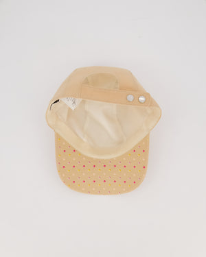 Hermès Beige Cotton Cap with Pink Medor Detail Size 56