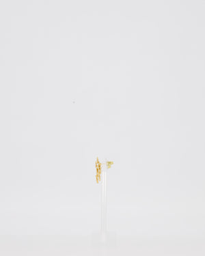 Chanel Gold CC Logo Stud Earrings with Flower and Crystal Details