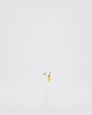 Chanel Gold CC Logo Stud Earrings with Flower and Crystal Details