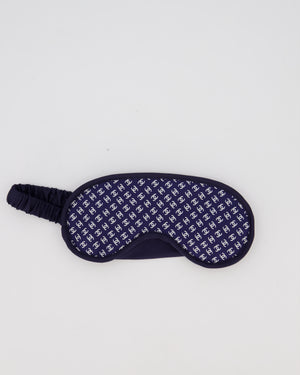 Chanel Navy and White Eye Mask, Shawl and Pouch Silk Travel Sleep Set