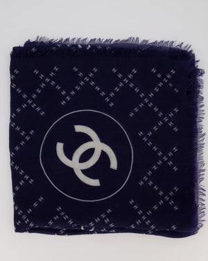 Chanel Navy and White Eye Mask, Shawl and Pouch Silk Travel Sleep Set