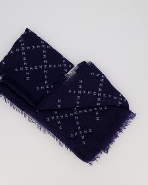 Chanel Navy and White Eye Mask, Shawl and Pouch Silk Travel Sleep Set