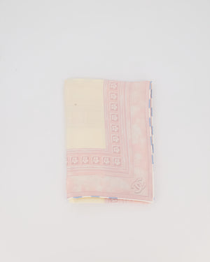 Chanel White and Pink Shawl with CC Logo Detail