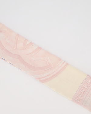 Chanel White and Pink Shawl with CC Logo Detail