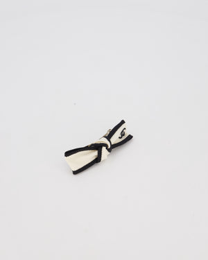 Chanel White and Black CC Logo Bow Hair Clip