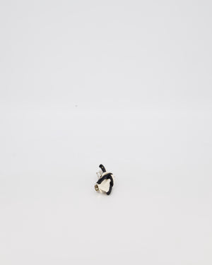 Chanel White and Black CC Logo Bow Hair Clip