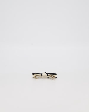 Chanel White and Black CC Logo Bow Hair Clip
