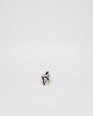 Chanel White and Black CC Logo Bow Hair Clip