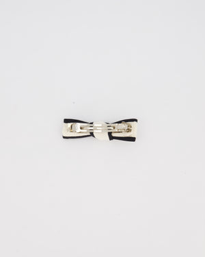 Chanel White and Black CC Logo Bow Hair Clip