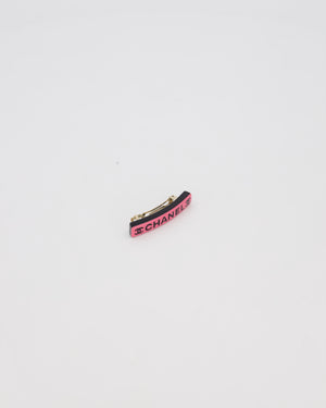 Chanel Pink and Black Logo Hair Clip