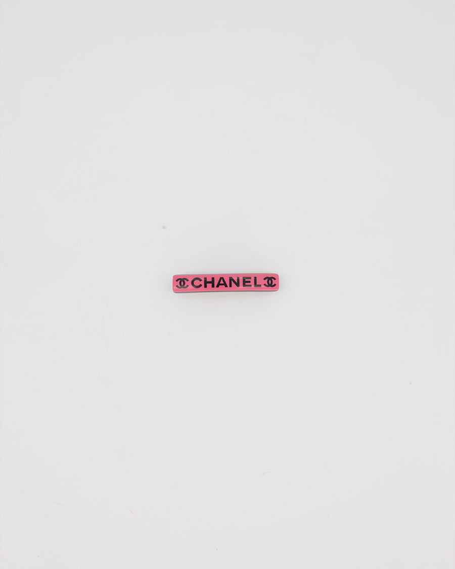 Chanel Pink and Black Logo Hair Clip