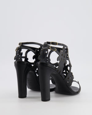 Hermès Black Leather Keira Heeled Sandals With Cutout Design Size EU 38