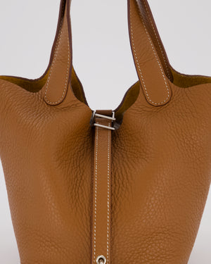 Hermès Picotin 18 Lock Bag in Gold Taurillon Clemence Leather with Palladium Hardware