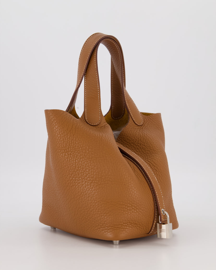 Hermès Picotin 18 Lock Bag in Gold Taurillon Clemence Leather with Palladium Hardware