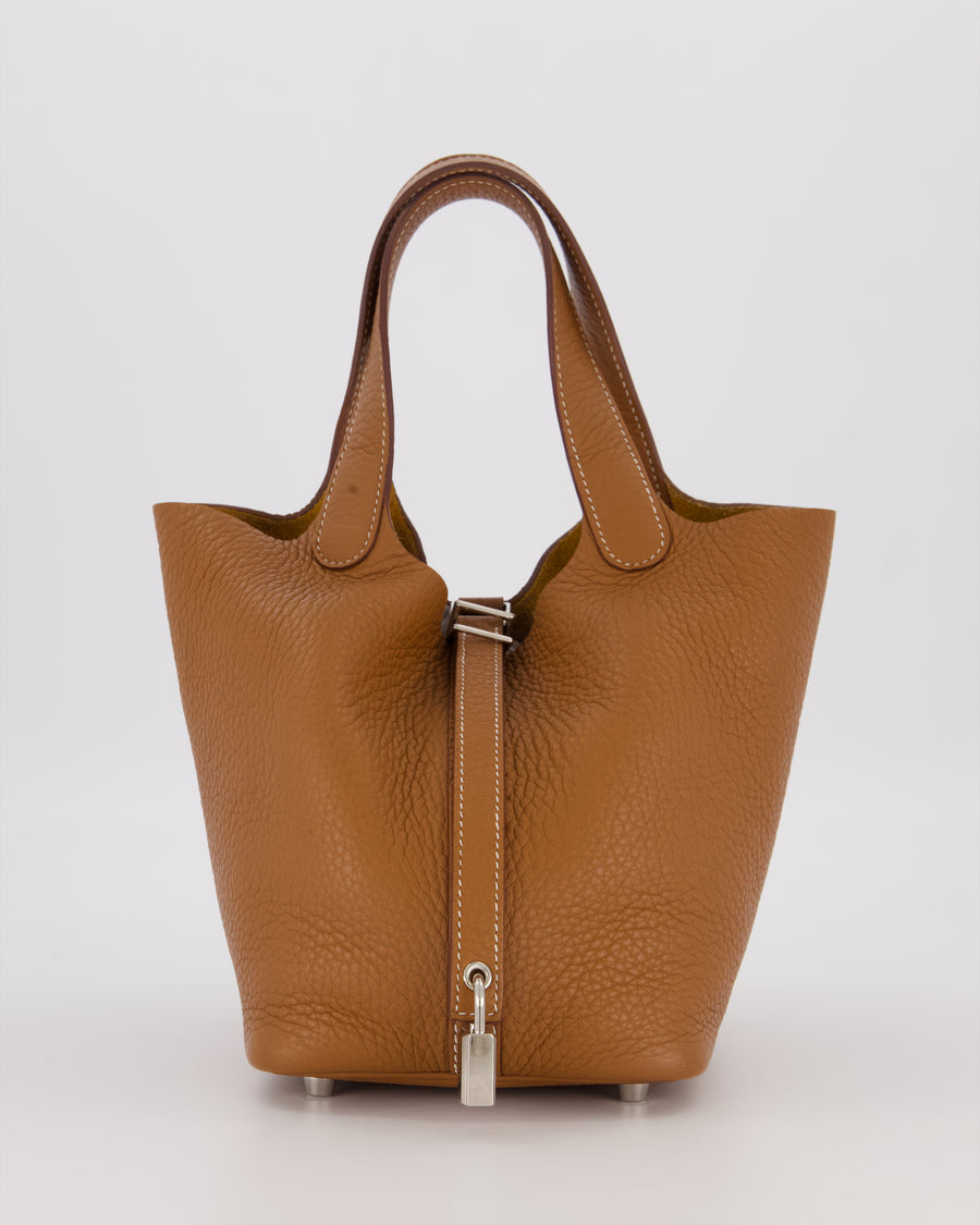 Hermès Picotin 18 Lock Bag in Gold Taurillon Clemence Leather with Palladium Hardware