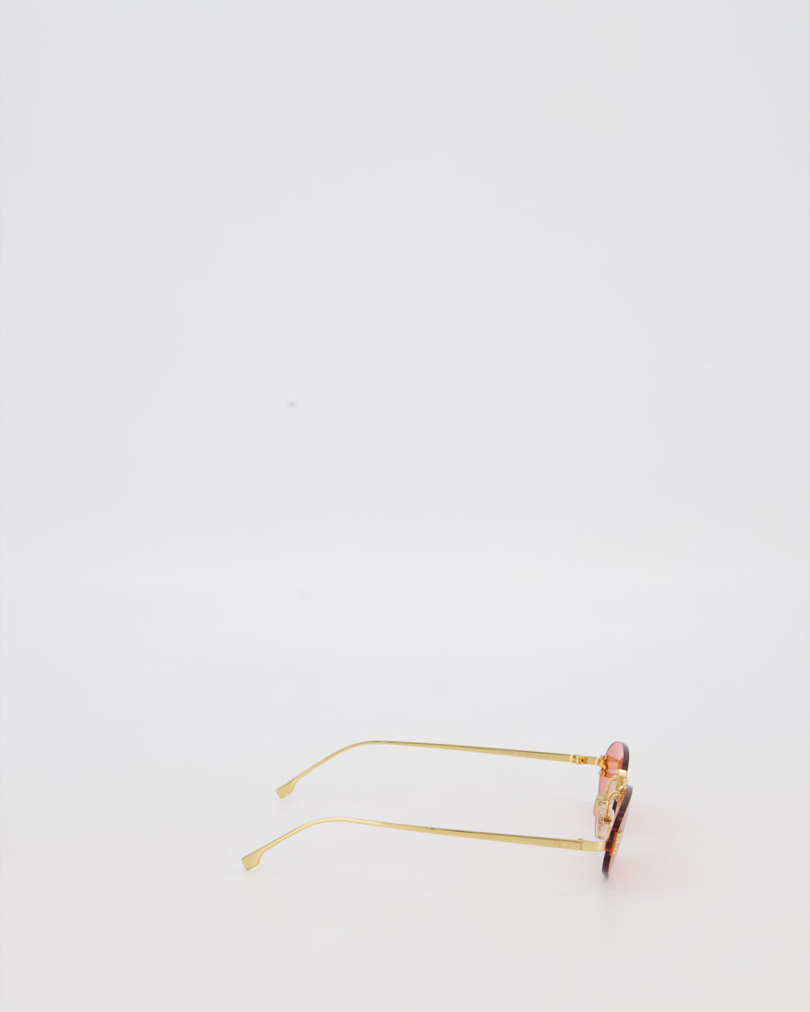 Fendi First Oval Shaped FF Sunglasses with Gold Hardware