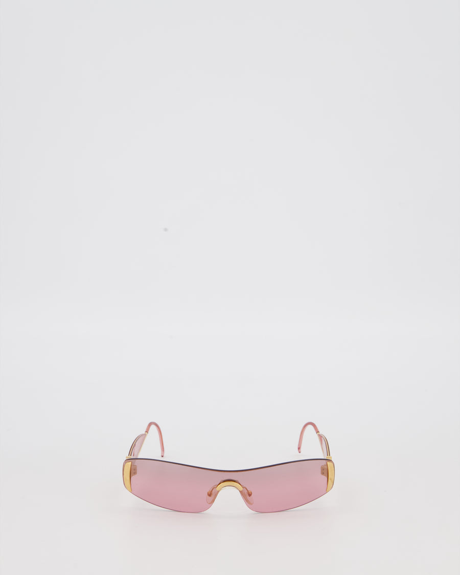 FRED Gold Wrap Around Sunglasses with Gold Hardware