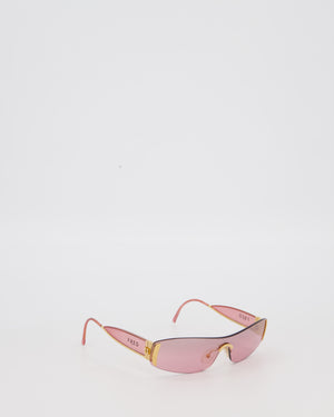 FRED Gold Wrap Around Sunglasses with Gold Hardware