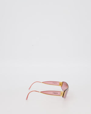 FRED Gold Wrap Around Sunglasses with Gold Hardware
