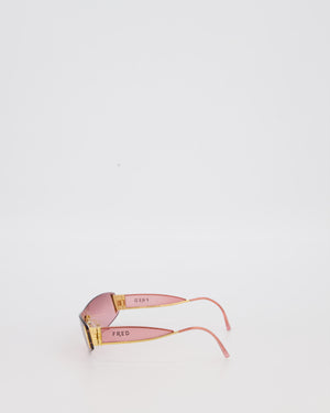 FRED Gold Wrap Around Sunglasses with Gold Hardware