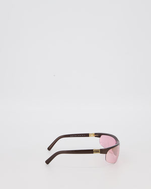 Miu Miu Pink MU A02S Sunglasses with Logo Detail
