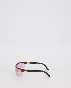 Miu Miu Pink MU A02S Sunglasses with Logo Detail